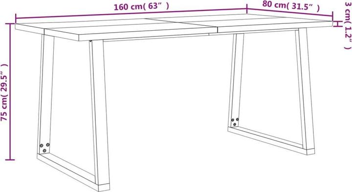 Image du produit vidaXL Esstisch (160 x 80 x 75 cm)