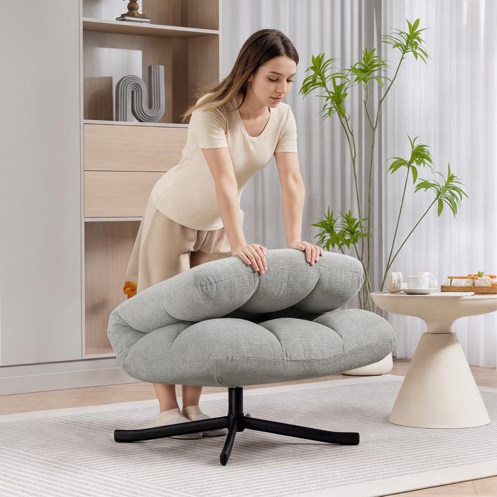 Actual product image Homcom Loungesessel Chenille, Stahl Hellgrau