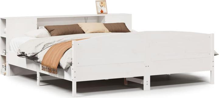Produktbild vidaXL Massivholzbett Holzbett Bett mit Regal ohne Matratze Weiss 180x200cm (180 x 200 cm)