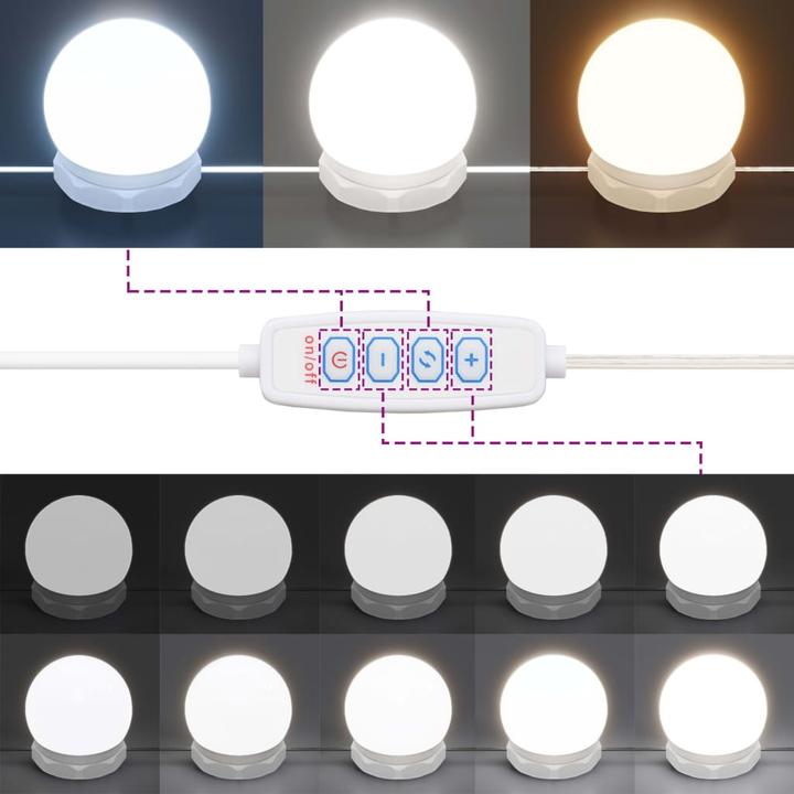 Image du produit VidaXL Coiffeuse avec lampes LED aspect chêne brun (90 x 42 x 132.5 cm)