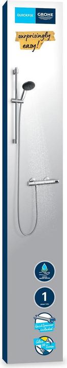 Produktbild Grohe Precision Flow QuickFix Thermostat-Duscharmatur und Vitalio Start 110 Brausestangenset, Länge 600mm