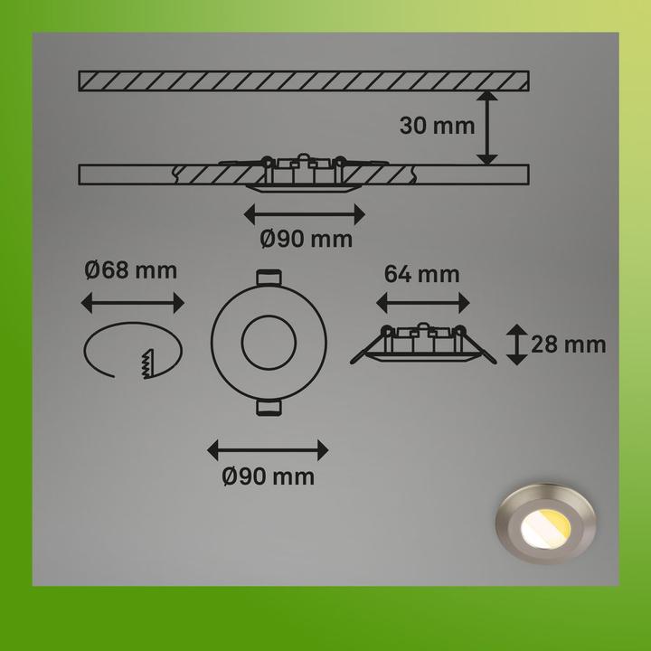 Actual product image Briloner Sustainable ultra-flat LED recessed lights set of 3 (520 lm)