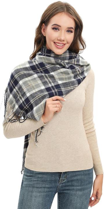 Produktbild Only-Bags.Store Kariertes Dreieckstuch Winter, Pashmina-Schal weicher Quasten-Wickelschal