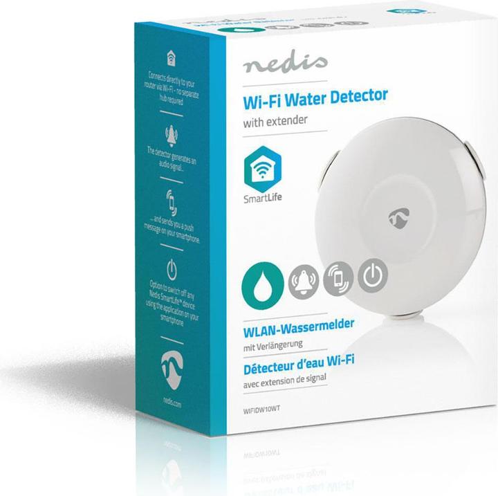 Actual product image Nedis WIFIDW10WT Water Detector Sensor & Alarm System Wired & Wireless