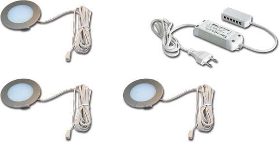 Hera 61056938002 LED-Einbauleuchten-Set, Metall, Edelstahl-optik, 6,8 x 6,8 x 1,5 cm