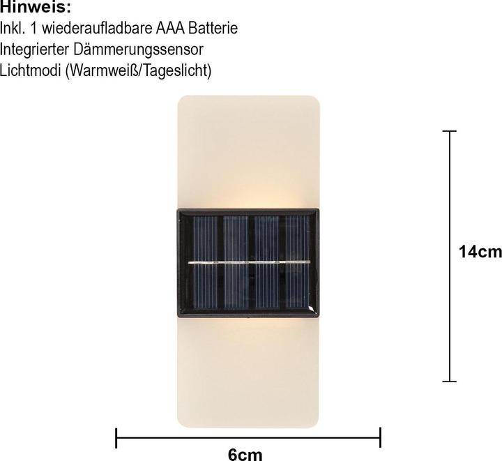 Produktbild Star Trading Solar-Wandleuchte Wally Frost (IP44)