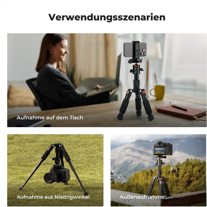 Actual product image K&F Concept S225A0+BH-25L Desktop Mini Tripod for Camera (Metal)