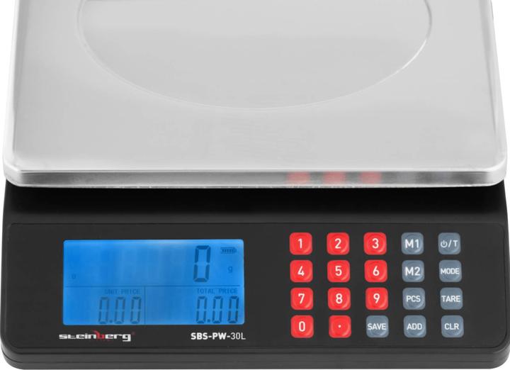 Produktbild Steinberg Preisrechenwaage Kontrollwaage Ladenwaage Marktwaage 30 kg LCD Memory-Tasten