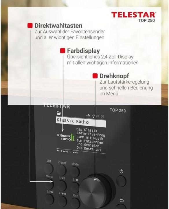 Actual product image Telestar Top 250 (DAB+, FM, Internet radio, Bluetooth, Wi-Fi)