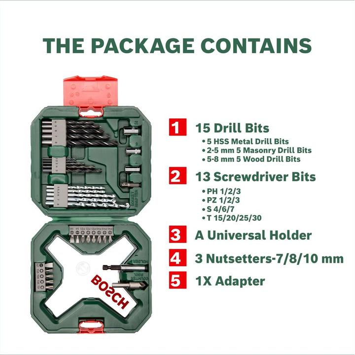 Produktbild Bosch Zubehör X-Line Classic Bohrer- und Schrauber-Set, 34-teilig (5 mm, 6 mm, 7 mm, 8 mm, 4 mm, 3 mm, 2 mm, 5.5 mm)