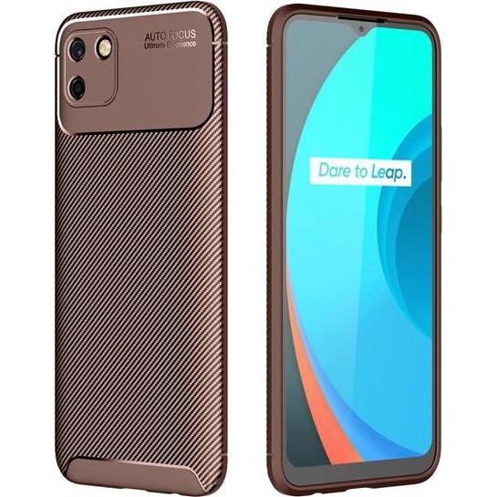 MU Style Carbon Fiber TPU Softcase Series (Realme C11), Smartphone Hülle, Braun