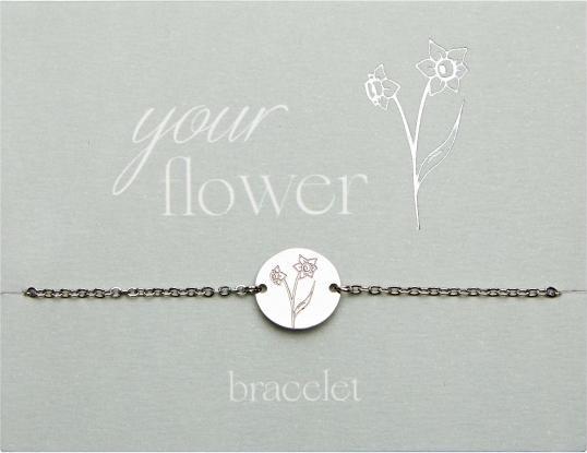 Immagine prodotto HCA Armband - "Your Flower" - Edelstahl - Narzisse (20 cm, Acciaio inossidabile)