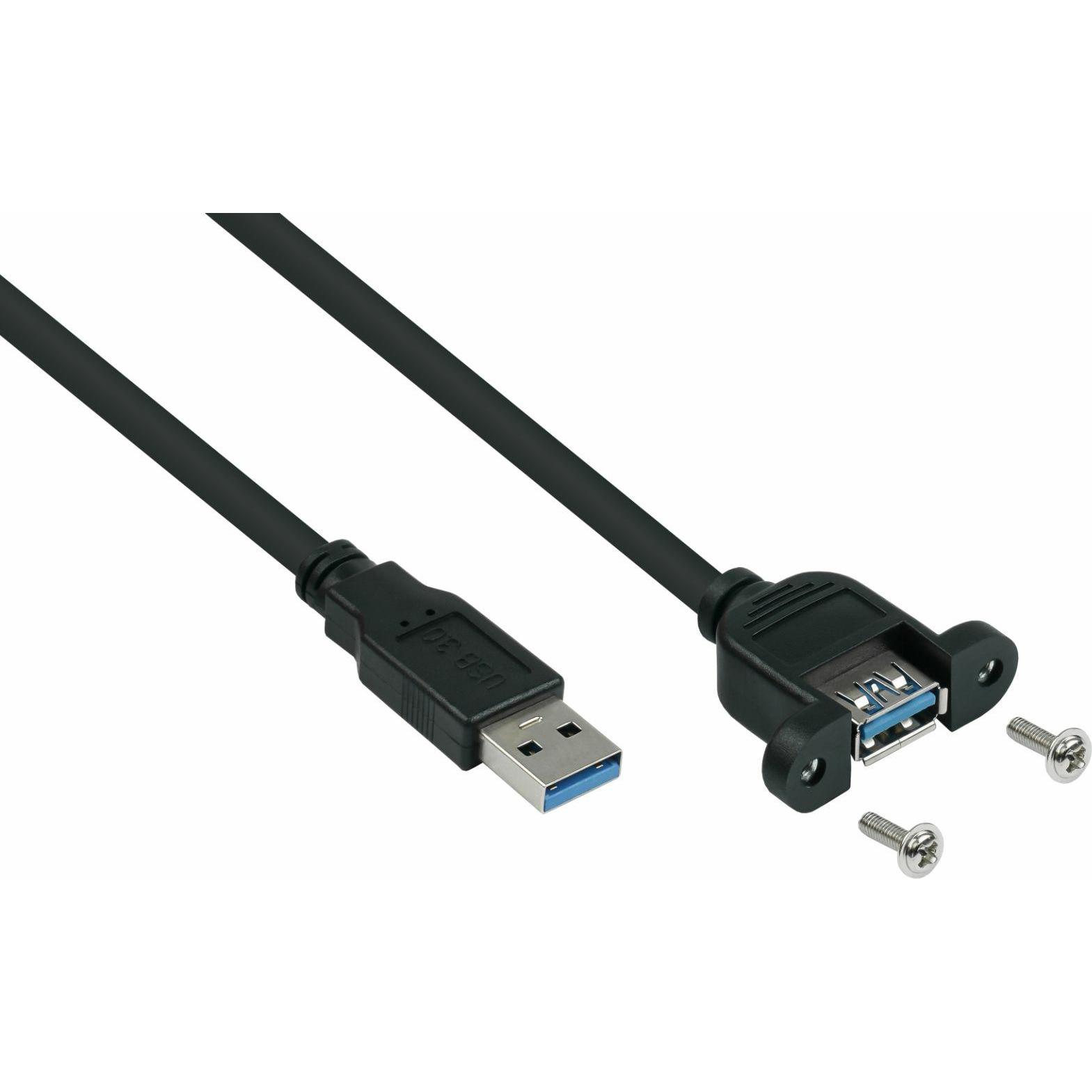 Good Connections Kabelmeister USB 3.0 an USB-A Buchse CU 0,5m schwarz (0.50 m, USB 3.2 Gen 1), USB Kabel