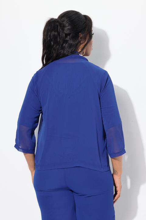 Immagine prodotto Ulla Popken Giacca di chiffon dal taglio oversize con collo a scialle e maniche a 3/4 (58)