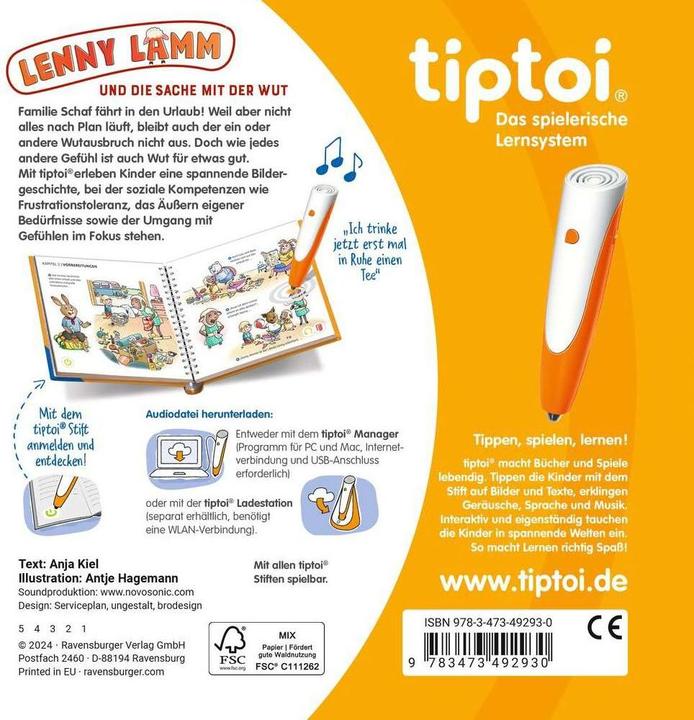 Image du produit tiptoi Lenny Lamm und die Sache mit der Wut (Allemand, Anja Kiel, Antje Hagemann, 2024)