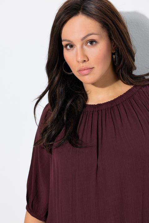 Immagine prodotto Ulla Popken Abito midi con texture, volant, scollo a girocollo e mezze maniche (50, 52)