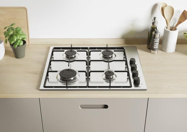 Actual product image Candy Smart CHW6LBX/4U Edelstahl Integriert 60 cm Gaskochfeld 4 Zone(n)