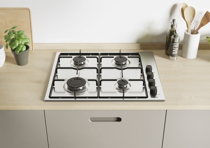 Image du produit Candy Smart CHW6LBX/4U Edelstahl Integriert 60 cm Gaskochfeld 4 Zone(n)