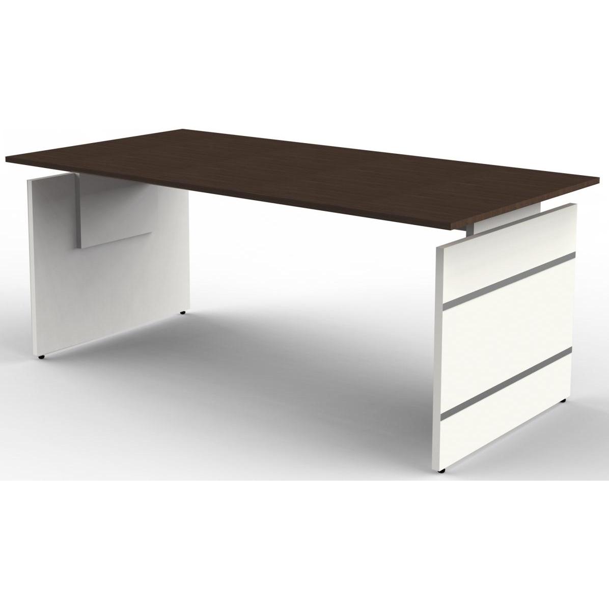 Kerkmann, Schreibtisch, höhenverstellbarer Schreibtisch wenge rechteckig, Wangen-Gestell weiss 180,0 x 80,0 cm (180 x 80...