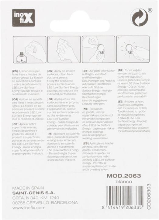 Image du produit Inofix Crochet adhésif ovale, blanc, 2 pièces