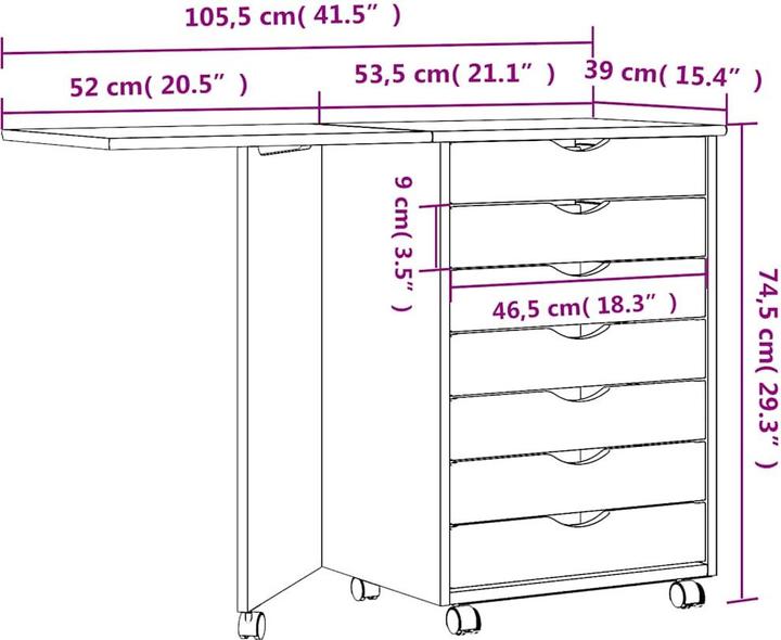 Actual product image vidaXL Rollschrank (105.50 x 39 x 74.50 cm)