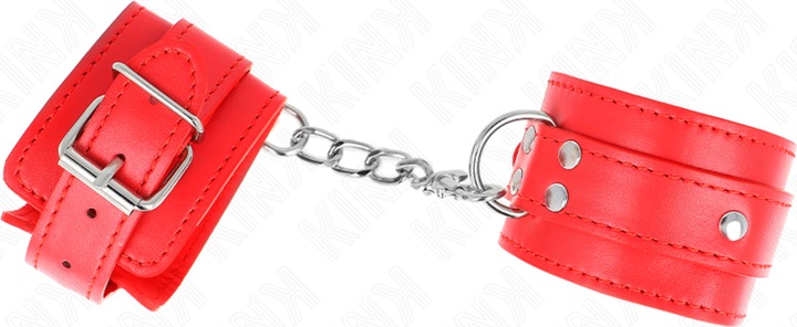 Actual product image Kink 3 D-RING WRIST CUFFS ADJUSTABLE RED 17,5-25 CM X 6 CM