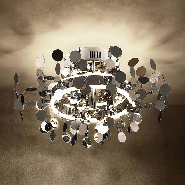 Actual product image Lucande Glimmo LED ceiling light, chrome (1850 lm)