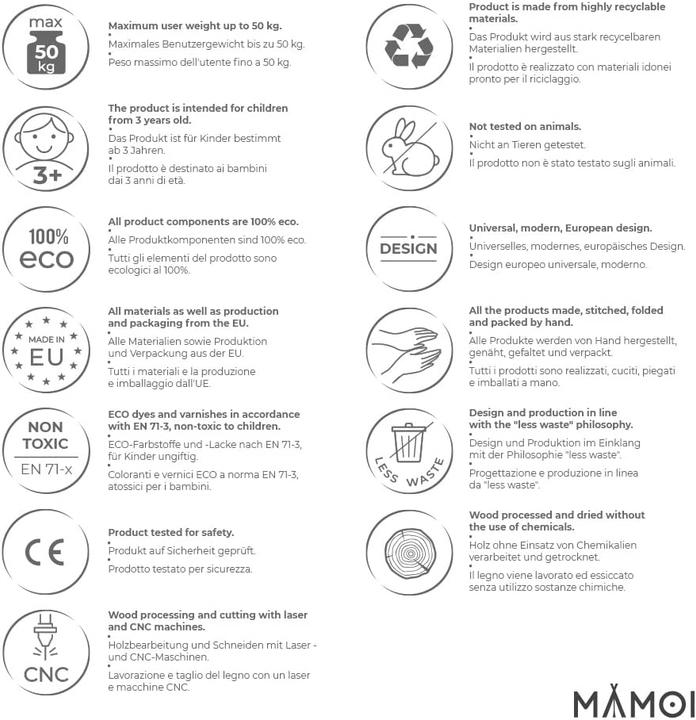 Image du produit Mamoi Balançoire trapèze Anneaux de gymnastique Marron