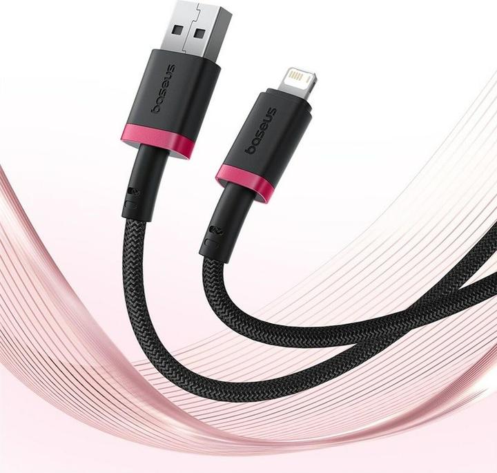 Produktbild Baseus Dura Schnellladekabel Typ A zu IP 2.4A Schwarz Rot (1 m, USB 2.0)