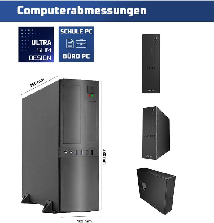 Productafbeelding GMR Ultra Slim Office PC mit i7-Prozessor, 32 GB RAM, 1000 GB SSD, Windows 11 Prof (1000 GB, 32 GB)