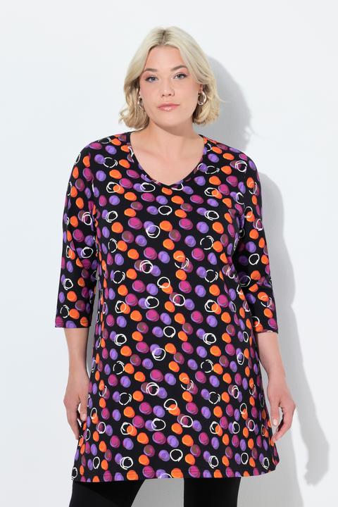 Produktbild Ulla Popken Longshirt, Punkte, A-Linie, V-Ausschnitt, 3/4-Arm (62)