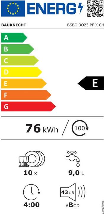 Etichetta energetica Bauknecht BSBO 3O23 PF X CH