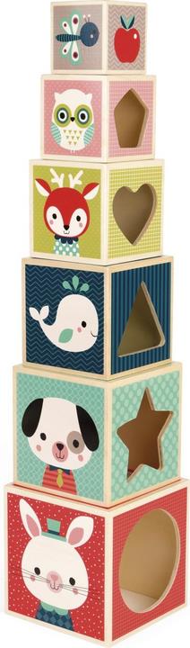 Image du produit Janod Pyramide à 6 cubes - Bébé forêt