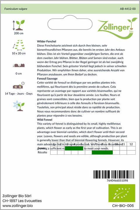 Produktbild Zollinger Bio Wilder Fenchel (Kräutersamen)