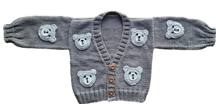Produktbild Zemabell Premium Strickjacke "Ted" mit Bären-Stickerei (74, 80)
