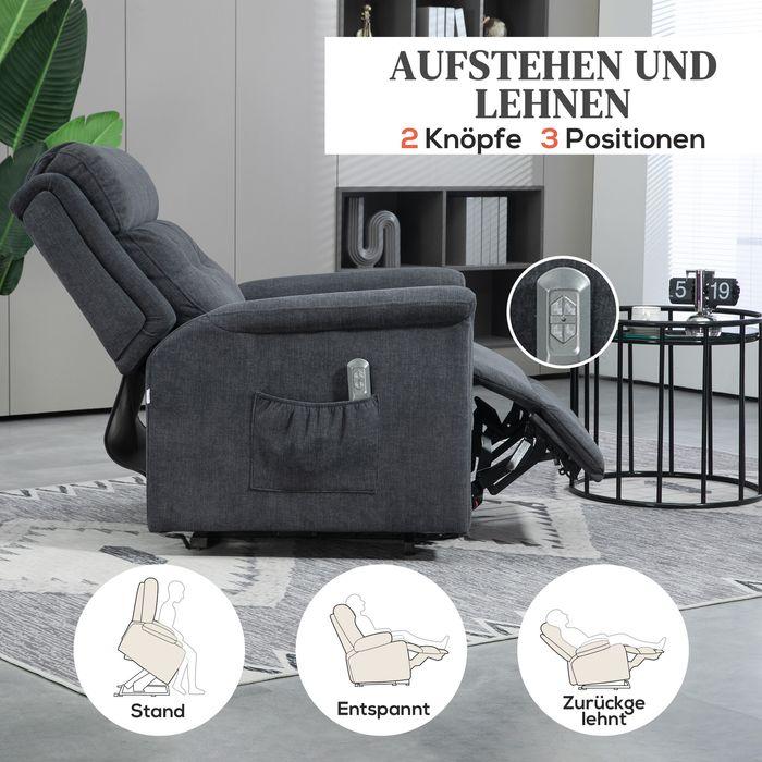 Immagine prodotto Swisshandel24 Reclinatore reclinabile elettrico per TV funzione reclinabile telecomando tasca laterale grigio