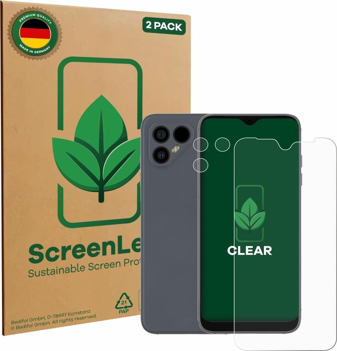 Produktbild ScreenLeaf Schutzfolie nachhaltiger Displayschutz Display Schutz Folie Klar Transparent (2 Stk., Fairphone 4)