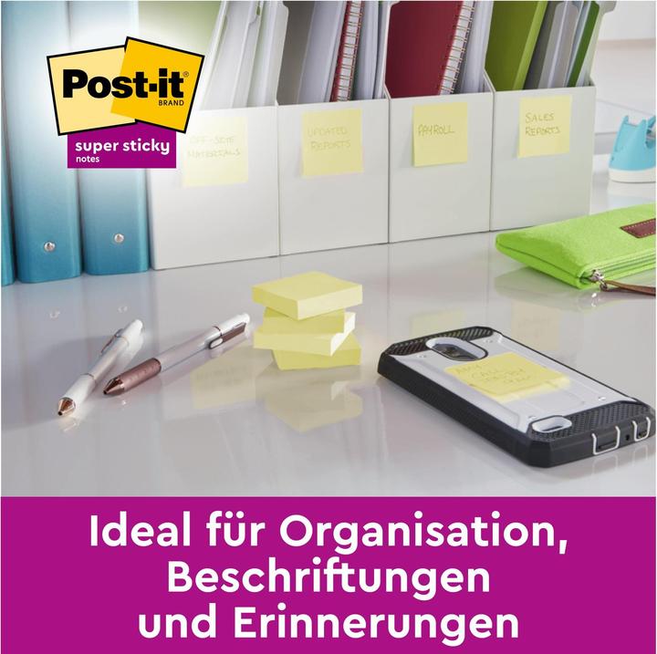Produktbild Post-it Haftnotizwürfel Super Sticky 76x45x76 mm (BxHxT) gelb 270 Bl. (76 x 76 mm)