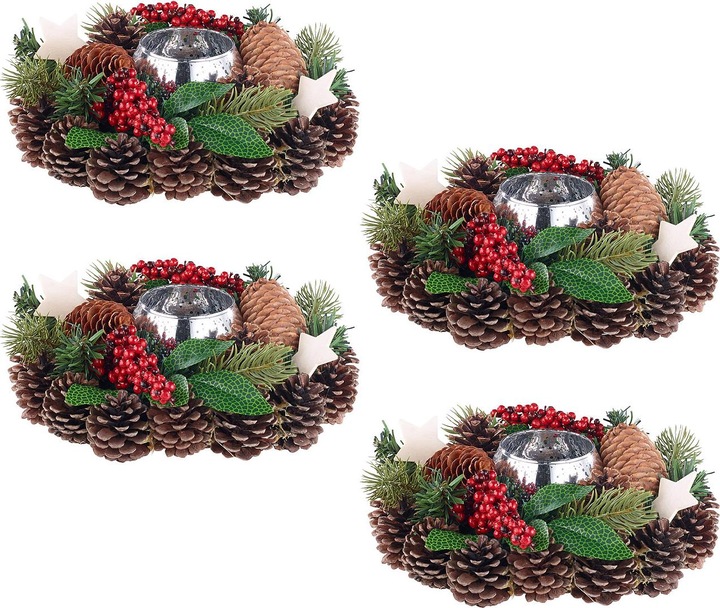 Immagine prodotto Britesta Set di 4 composizioni floreali di Natale & Avvento, fatte a mano, 23 cm