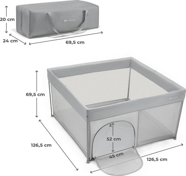 Produktbild KinderKraft playpen ZIKI grey (126.50 cm, 126.50 cm)