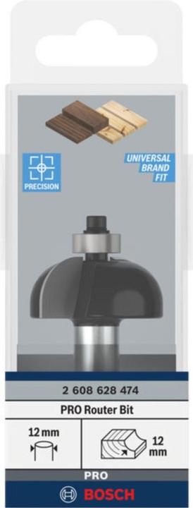Produktbild Bosch Professional Zubehör Hohlkehlenfräser, 12 mm, R1 12 mm, D 36,7 mm, L 16 mm, G 70 mm