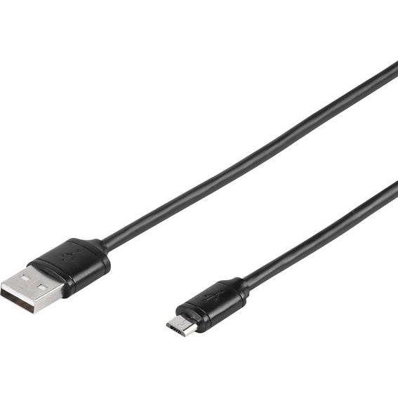 Vivanco Kabel microUSB - USB 1m, schwarz (35815) (1 m, USB 2.0), USB Kabel