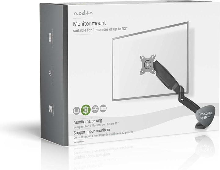 Actual product image Nedis Desk Monitor Holder | Gas Spring | 1 Screen(s) | 15 - 32 " | 75x75 / 100x100 | Vol (Table, 32")