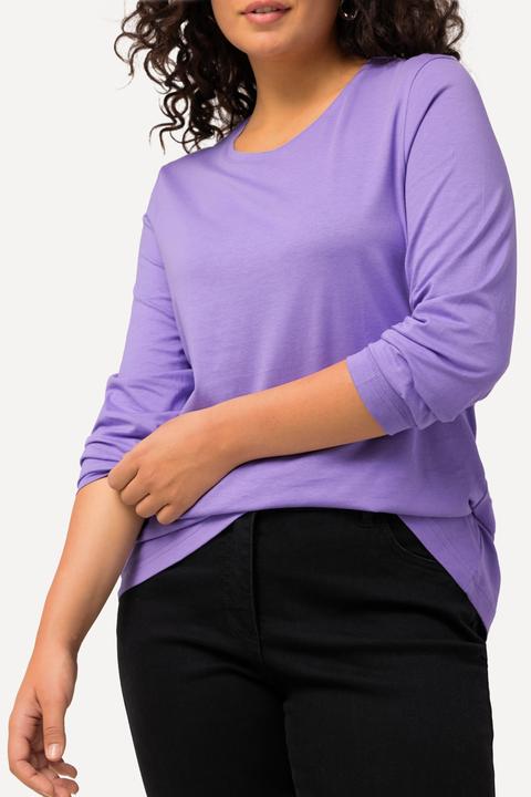Actual product image Ulla Popken Basic Round Neck Long Sleeve Slim Fit Cotton Tee (46, 48)