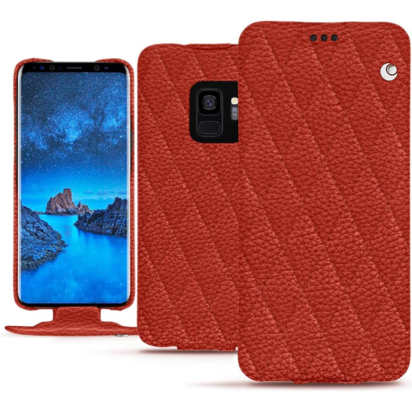 Noreve Lederschutzhülle vertikal (Samsung Galaxy S9), Smartphone Hülle, Orange