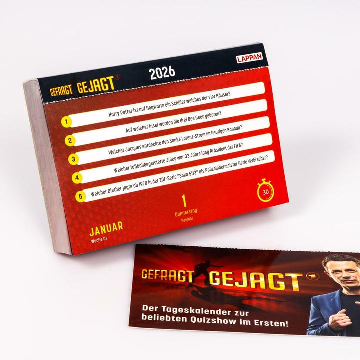 Produktbild Gefragt Gejagt - Tagesabreisskalender 2026