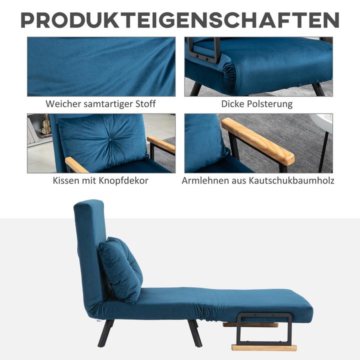 Immagine prodotto Homcom Schlafsofa Stahl, Polyester Blau