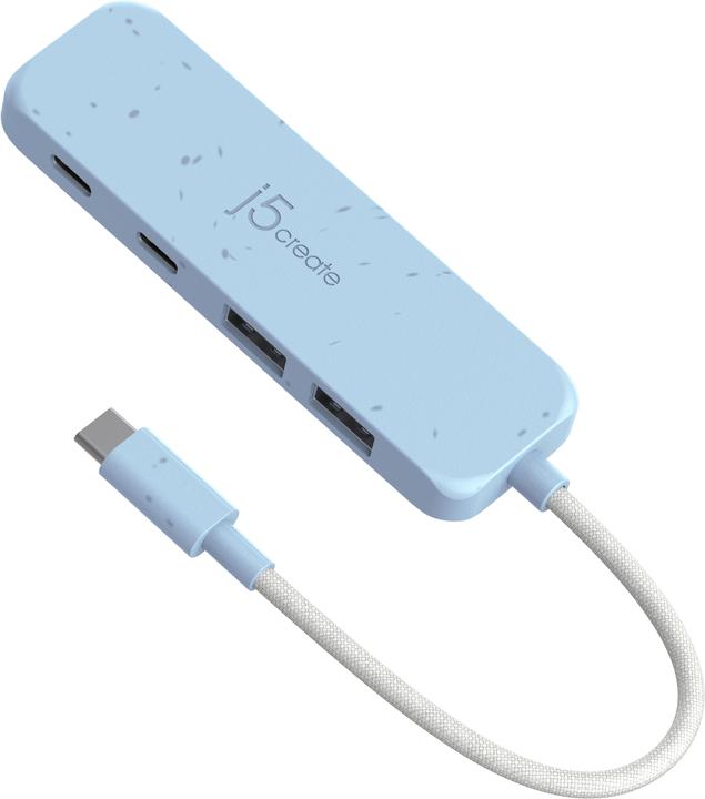 Produktbild j5Create Umweltfreundlicher USB-C-zu-Hub Typ C & Typ A Gen 2 mit 4 Anschlüssen, USB 3.2 Gen 1 (3.1 G (USB-C, 4 Ports)