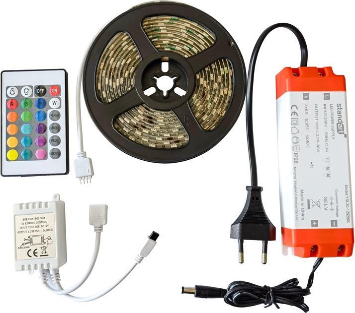 Immagine prodotto Standart KIT DI STRISCE LED 9,6W/M 3M RGB IP65 12V (RGB, 300 cm)