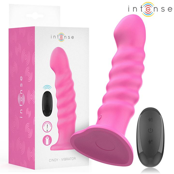 Actual product image Intense Cindy Vibrator Size L Spiral Design 10 Vibrations Pink Remote Control